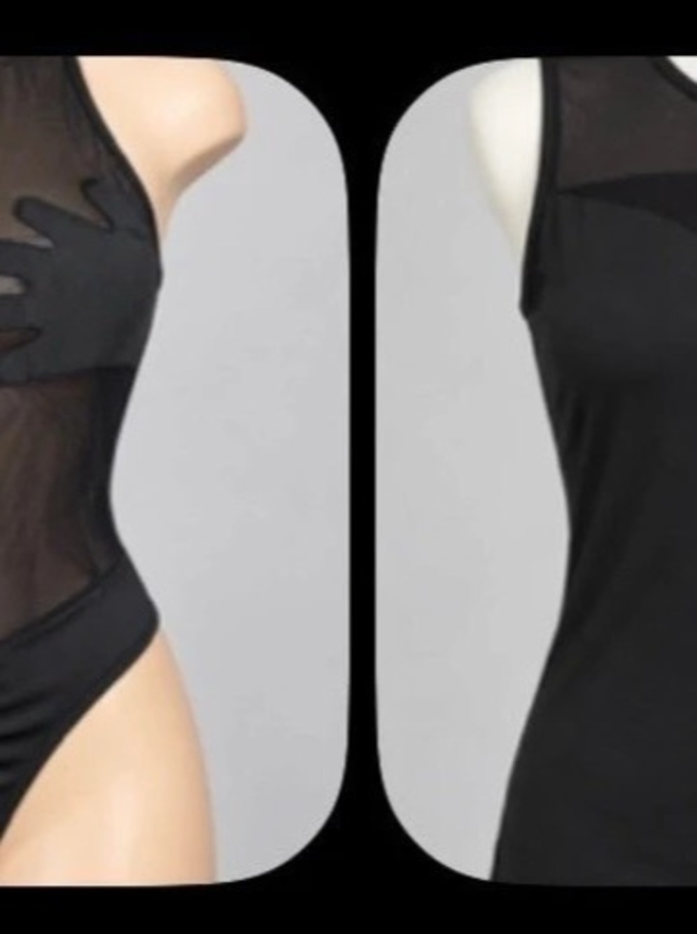 Black Mesh Hand Detail Bodysuit — Medium Black Mesh Yoke Sleeveless Top